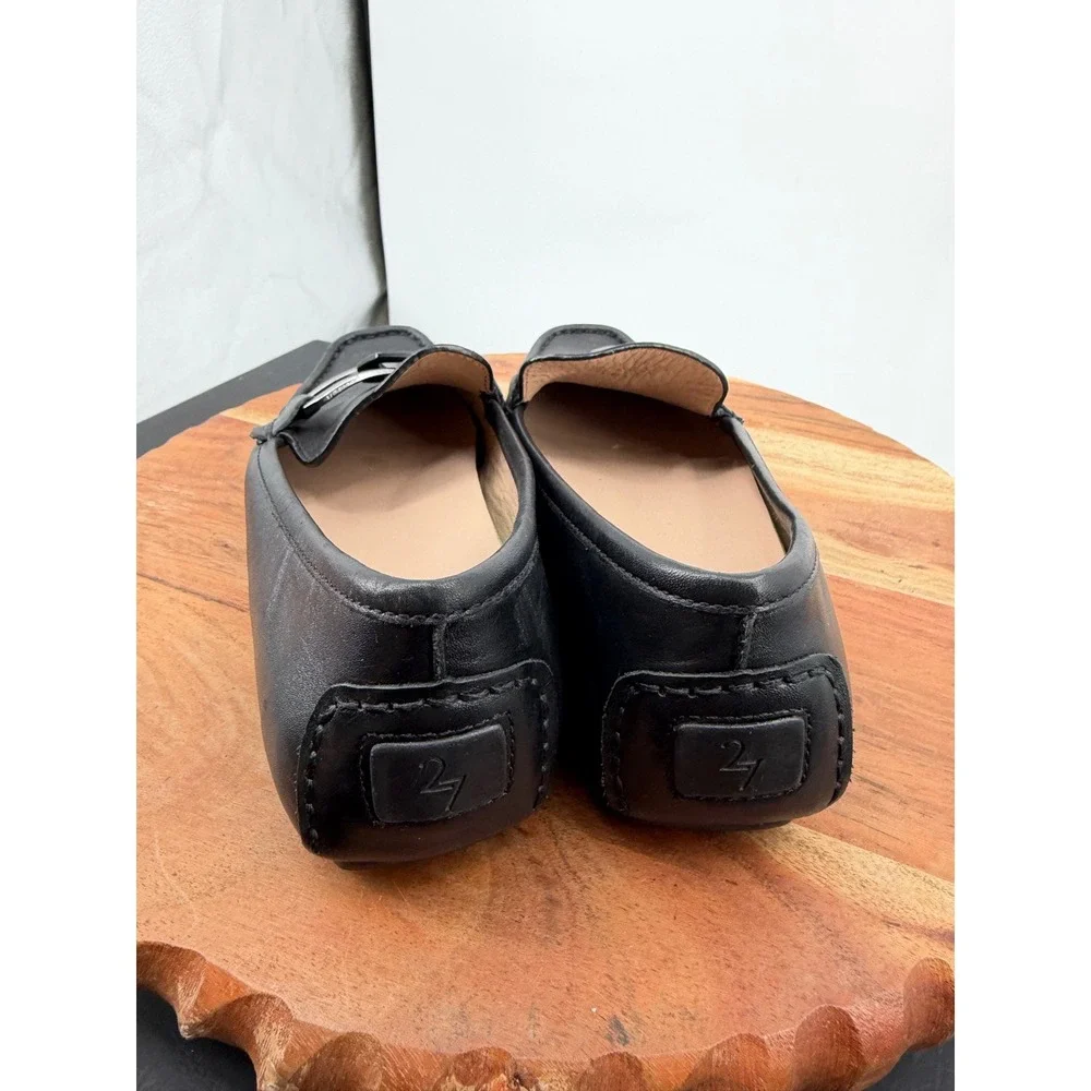 Naturalizer 27 Edit Hellen 2 Loafers Womens 6.5M Black Leather Chain‎ Link Flats